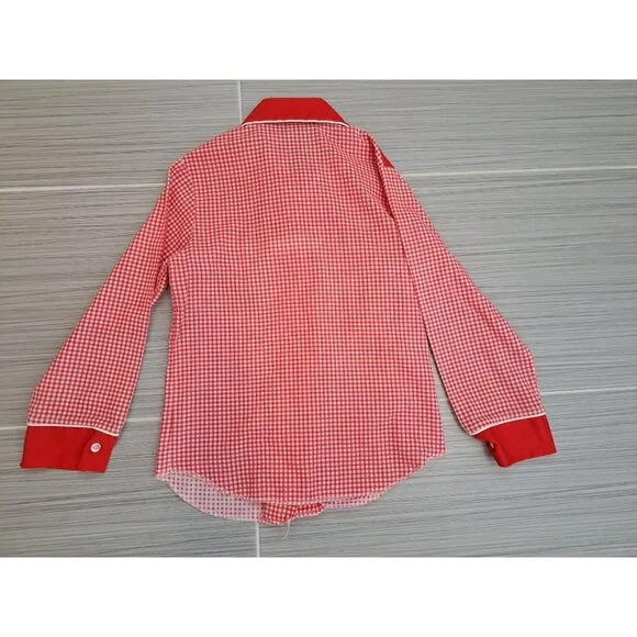Vtg Sears Girls Red White Embroidered Western  Long Sleeve Shirt 6X Cotton Blend - Picture 8 of 8